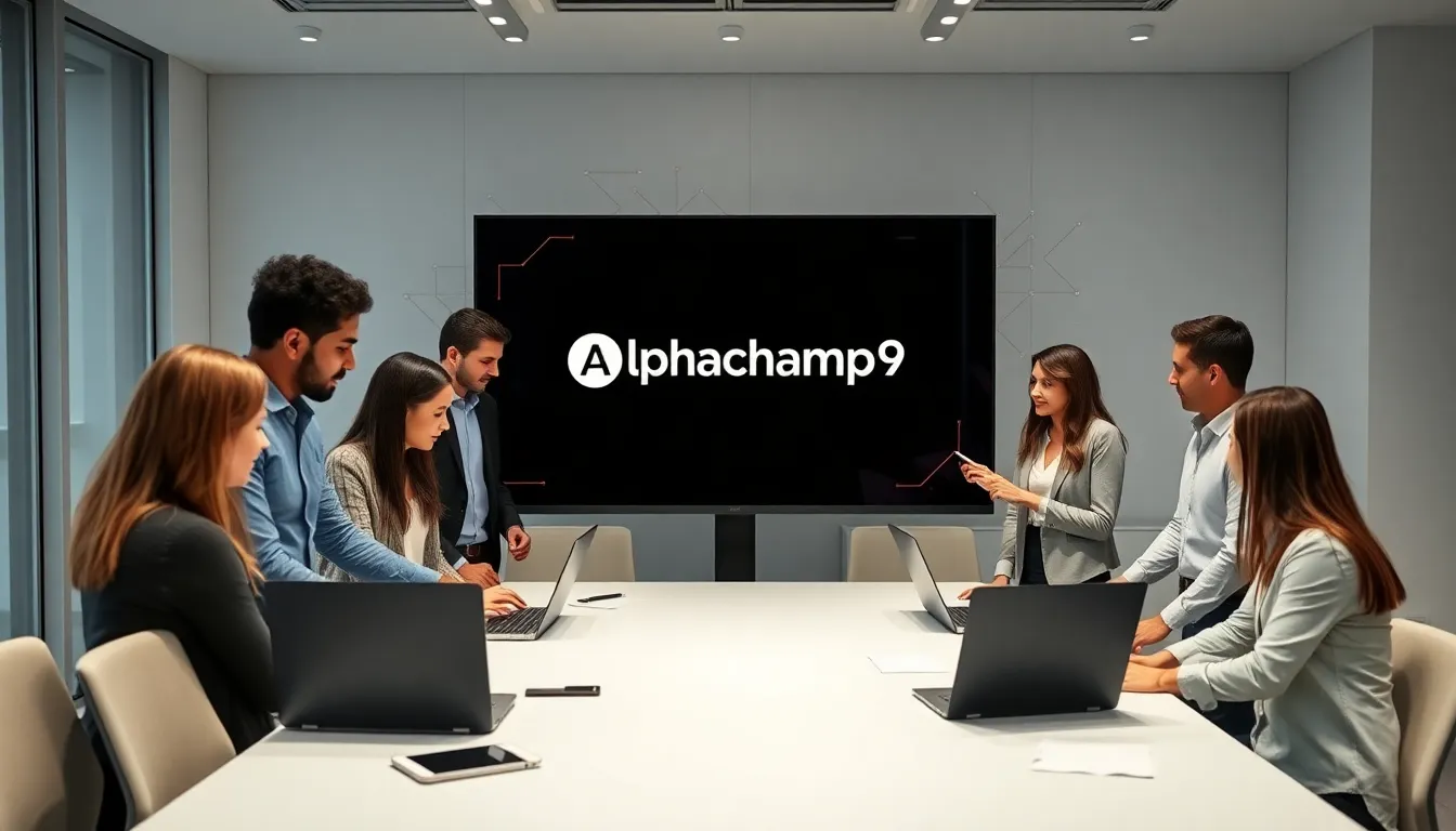 diverse professionals collaborating in a modern workspace.